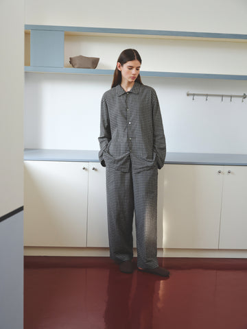 Home Clothes | Plaid Men's and Women's Long Sleeve Home Clothes Shirt Set 25 Autumn New Products