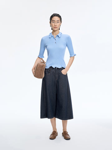 JNBY | Loose Wide-Leg Denim Cropped Pants 26 Summer 5Q4E11230
